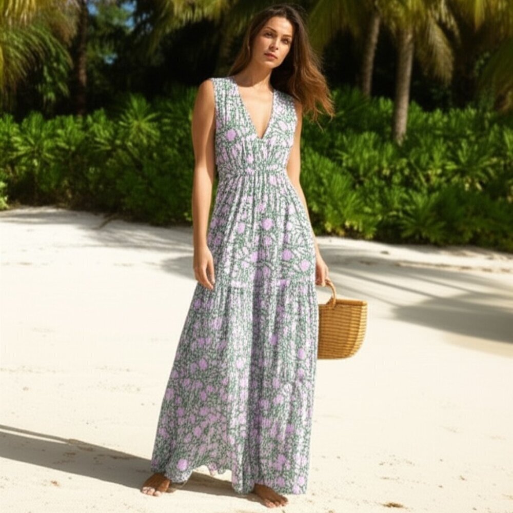 Hannah Artwear Chloe Convertible Sleeveless V neck Maxi Dress Size 0